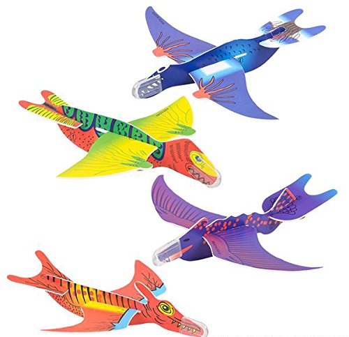 Foam Glider Dinosaur â€“ 48 Pack â€“ Assorted Colors And Designs Foam Airplane Flying Gliders - For Kids Great Party Favors, Bag Stuffers, Fun, Toy, Gift, Prize