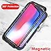 for iPhone Xs Max Case.MACBOU Fashion Magnetic Adsorption Metal Tempered Glass 360° Full Protection Luxury Case Cover for iPhone Xs Max (Black+Transparent)