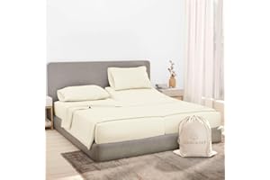 1000 Thread Count, Breathable Split King Size Cooling Sheets for Adjustable Bed, 100% Egyptian Cotton Bed Sheets, 5 Piece Ivo