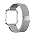 top4cus Double Electroplating Replacement Frame and Replacement Band 2in1 Smart Fitness watch Magnetic Lock Stainless Steel Milanese Loop for iWatch Fitbit Blaze (Silver, Large)