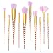 Qivange Unicorn Makeup Brushes, Professional Makeup Brush Set Foundation Powder Eyeshadow Blending with Stylish Handle Colorful Synthetic Bristles(10 PCS, Gold)