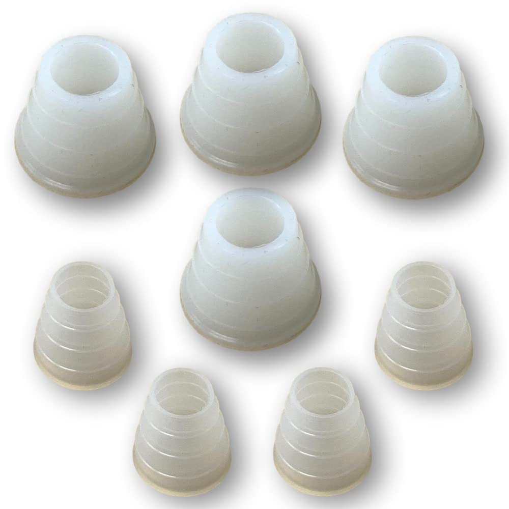 EKNA 4 x Shisha Seal Head & 4 x Hose Seal - Shisha Hose Seal - Shisha Head Seals Made of Natural Rubber - Transparent White - 100% Tight Thanks to Slats