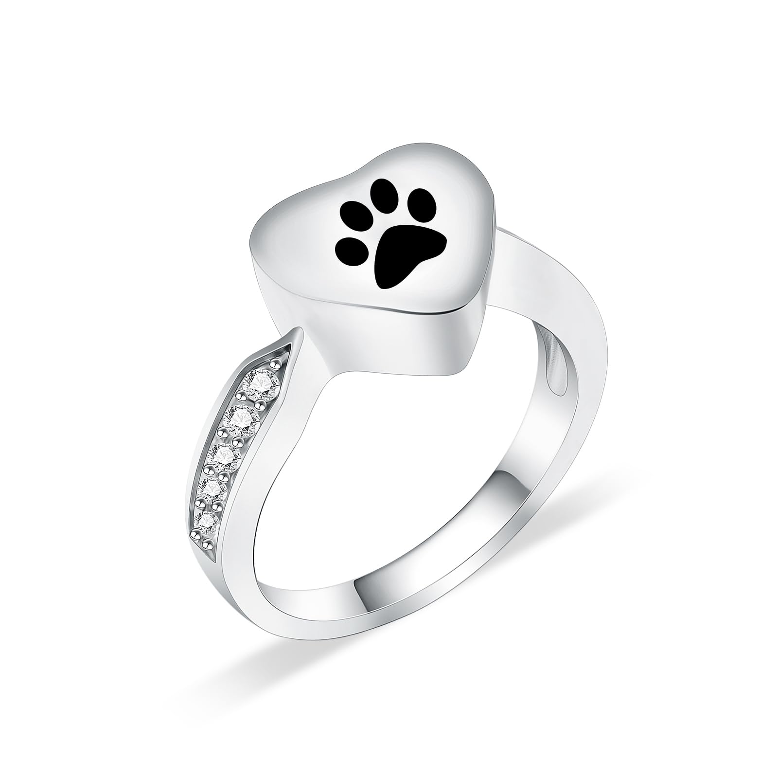 QGJNSGC Cremation Ring for Ashes - Paw Print Memorial Jewelry for Women & Pet Lovers