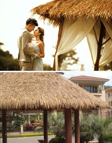 NIANTONG Straw Roof Thatch PE Roll of Thatch Palm Tree Fireproof Anti-aging for Outdoor Roof Pavilion Tiki Bar Decoration (0.5 x 10 m)