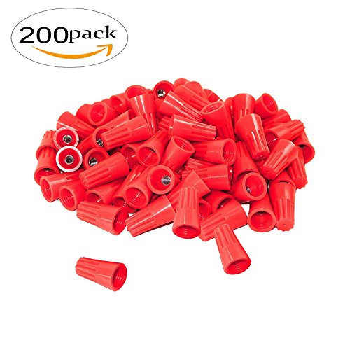 200Pcs twist on wire connectors - Red #14 - #12 AWG Wire nut Bulk with Spring inserted, easy Screw on electrical caps - Thumbnail 5