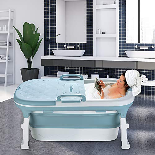 Large Portable Foldable Bathtub Soak 3-Stage Tub for Adult/Children/Toddlers Efficient Maintenance of Temperature Bath Tub SPA & Foot Massage EuroBath Plastic Non-slip Blue 47 inches