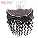 RECOOL 10A Brazilian Virgin Hair Loose Deep Wave Bundles with Frontal Wet and Wavy Human Hair Extensions Ear to Ear Lace Frontal Closure and Bundles Real Good Quality Hair (18 20 22+16)