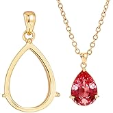 BENECREAT 925 Sterling Silver Teardrop Cabochon Bezel Prong Pendant Settings, Pendant Base Tray for 10x14.5mm Jewelry Making