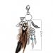 Dremisland keychain keyring natural opal stone dreamcatcher keyring fashion silver boho ornament feather keychainvv (Brown)