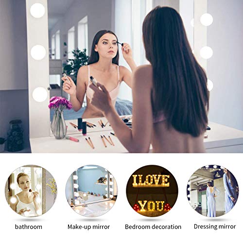 Led-spiegelverlichting Hollywood, 10 dimbare ledlampen, 6500 K, make-up-verlichting, kaptafel-lampen, spiegellampen voor… - Afbeelding 7