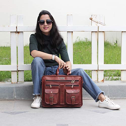 Handmade World Leather Messenger Bag 16 Inch Briefcase Messenger Bag
