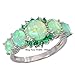 CiNily Silver Plated Green Opal Emerald Gemstone Ring Size 7