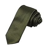DAE2031 Olive drab Black Young Slim Tie Matching Present Box Set Stripes Cheap Skinny Tie ST By Dan Smith, CID-046-11 ,One Size