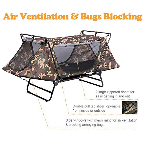 Single Tent Cot Folding Cot Tent with Rain Fly Bag Portable
