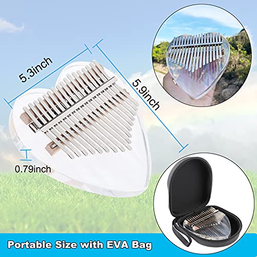 Kalimba Thumb Piano 17 Keys, Rainbow Clear Portable Mbira Finger Piano with Protective Box, Portable Finger Piano Musical Instrument for Kids Adult Beginners Professional