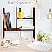 Expandable Natural Bamboo Desk Organizer Accessory - Adjustable Desktop Shelf Rack - Multipurpose Display for Office, Kitchen, Books, Flowers and Plants. BROWN