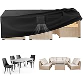 Funshot Patio Furniture Covers, 72"L X 44"W X 28"H, 600D Outdoor Table Covers Waterproof, Rectangular Heavy Duty Outdoor Furniture Cover for Patio Furniture, Patio Coffee Table Cover, Black