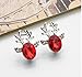 Zhiwen Silver Plated Crystal Antlers Earring Christmas Reindeer Antlers Earing Xmas Crystal Gemstone Earrings (Red)