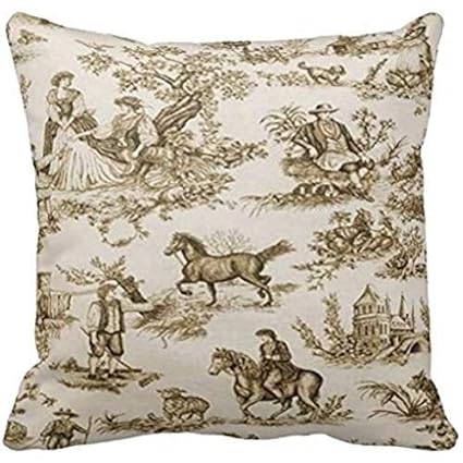Amazon Com Old Brown French Toile Throw Pillow Case 18 18 Home
