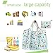 leecoo Reusable Grocery Bags,Super Strong Heavy Duty Grocery Tote Foldable into Attached Pouch, Polyester Reusable Shopping Bags, Washable (FLAMINGO)