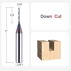 SpeTool 1/16 Inch Down Cut CNC Router Bits 1/4 Inch