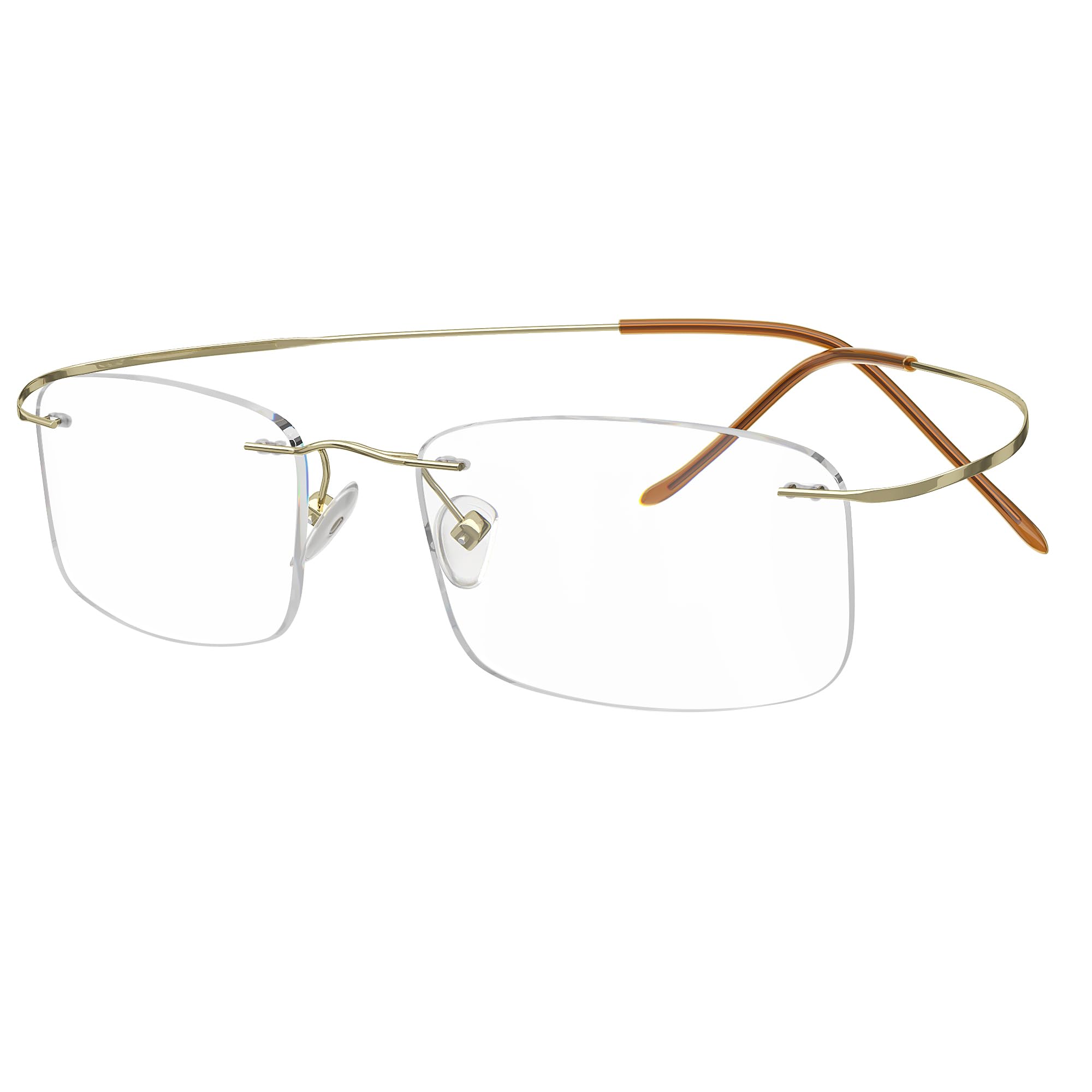 Eyekepper Titanium Rimless Reading Glasses Readers Men Women Gold +2.0 — image 1