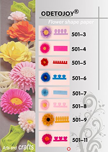 ODETOJOY Flower Quilling Paper Strips Craft Make Paper Flowers Kit for Scrapbooking-(40PCS, 8 Patterns) with Embossing Ball Stylus Tool (8 Pattern Flower)