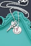 Personalized Fairy Necklace – DII AAA - Little Girls Party Favor – Handstamped Handmade Jewelry – 5/8 Inch 15MM Disc – Customize Name – Choose Birthstone Color – Fast 1 Day Shipping