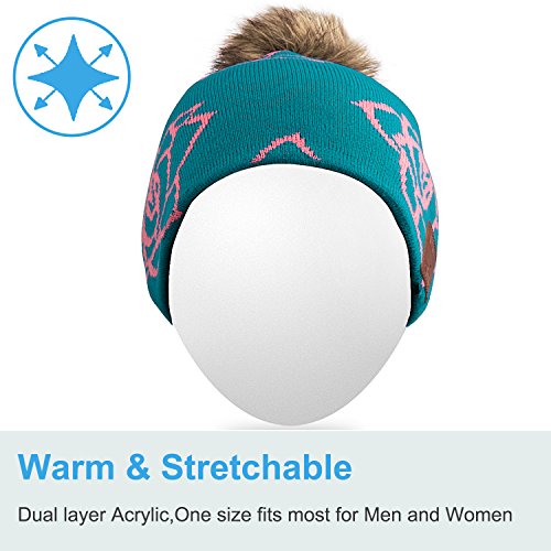 Qshell Wireless Bluetooth Beanie Hat Headphones Headsets Music Audio Cap with Speakers Mic Hands Free for Women Men Outdoor Sports,Compatible with iPhone 7/7plus, Ipad, Samsung, Blue - Thumbnail 2