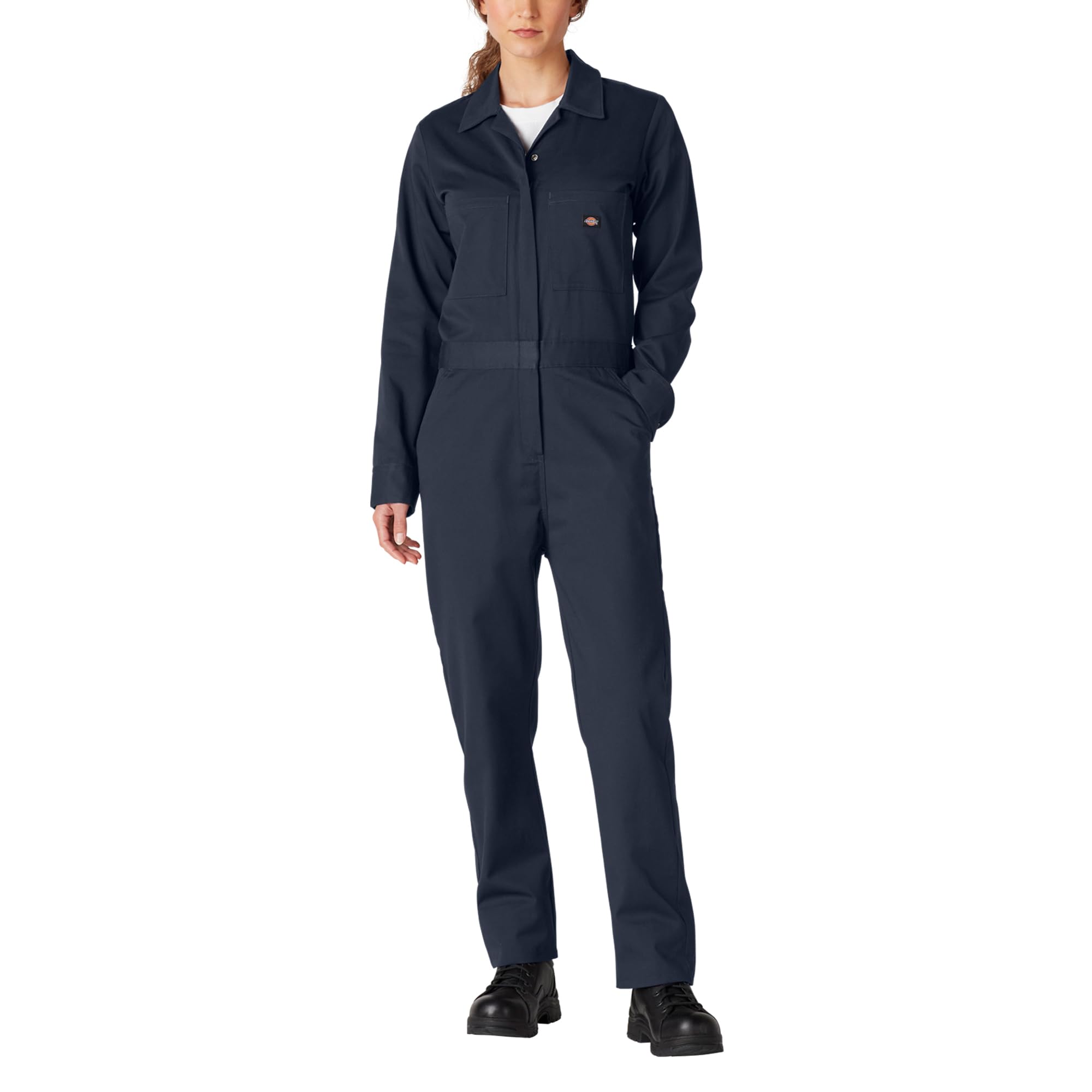 Photo 1 of Dickies womens Long Sleeve Cotton Twill Work Utility Coveralls, Dark Navy, X-Small US