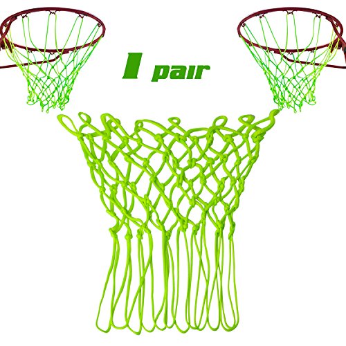 Agirvct 2 Pcs Grow In Dark Basketball Net Replacement,12 Loops Standard Size Nylon All Weather Basketball Hoop Nets Gift for Kids Teens Boys Friend Outdoor Sports Pool School(Neon Green) - Thumbnail 6