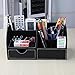 KINGFOM Pu Leather Desk Organizer Pen Pencil Holder Office Supplies Caddy Storage Box 6 Compartments with Drawer Black