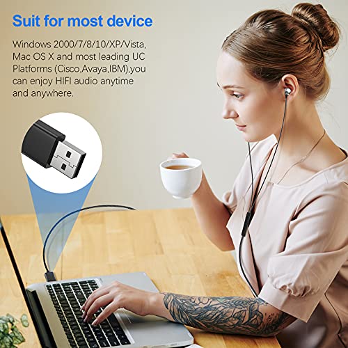 USB Headphones for Computer, PC Gaming Wired Stereo HiFi Semi In Ear Earphones PC USB Earphones with Microphone Noise Cancelling Volume Control for PS 4/Mac/Laptop/Chromebook/for PS 5/Windows