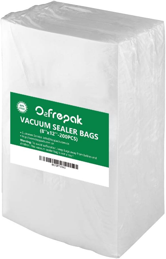 Premium!! O2frepak 200 Quart Size 8" x 12" Embossed Food Saver Vacuum