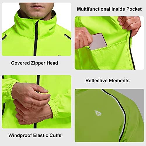BALEAF Men's Cycling Jacket Removable Sleeves Windbreaker Reflective