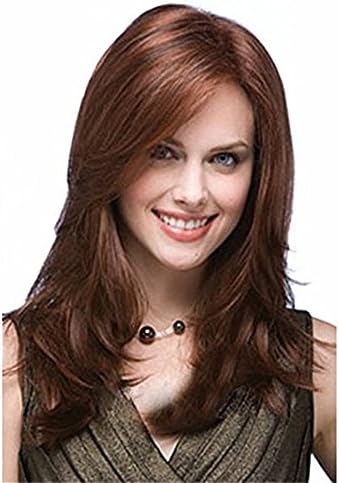 MOCOO Long Big Wavy Hair Wigs Synthetic Heat Resistant Wig for Women Natural as Real Hair with Wig Cap (Auburn) JF058