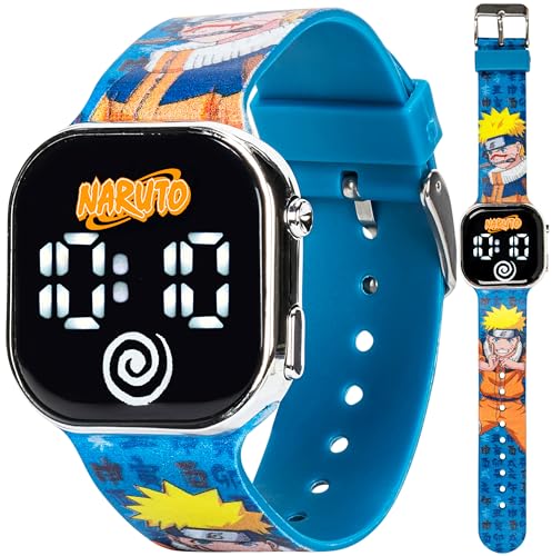 Naruto Kids Watch – LED Display, Square Case, Adjustable Plastic Strap, Collectible Tin – Perfect for Boys and Girls
