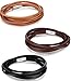 Besteel 3 PCS Men Leather Bracelet Wristband Long Around Bracelet Magnetic Clasp Wrist Cuffs Set