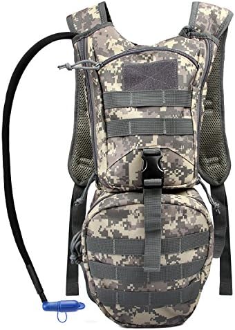 Hydration Pack Tactical Backpack with 3L Water Bladder Reservoir for Hiking Cycling Climbing Hunting Running (ACU + Blue)