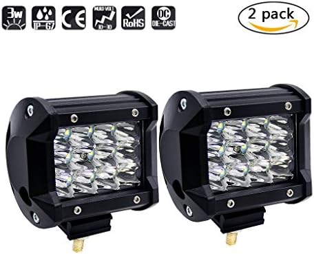LED Light Bar Caloics 2Pcs 4inch LED Spot Light 36W 5500LM Flood Combo LED Driving Pot Light IP67 Waterproof Work Light Bulb for Offroad Truck ATV SUV Jeep LED Lamp