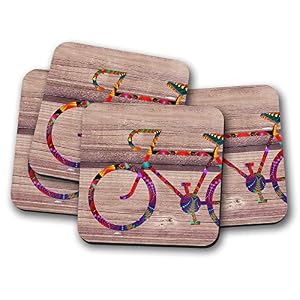 Silver Kangaroo Bicycle Drinks Coasters – set of 4 drinks mats ideal new home present or housewarming gift