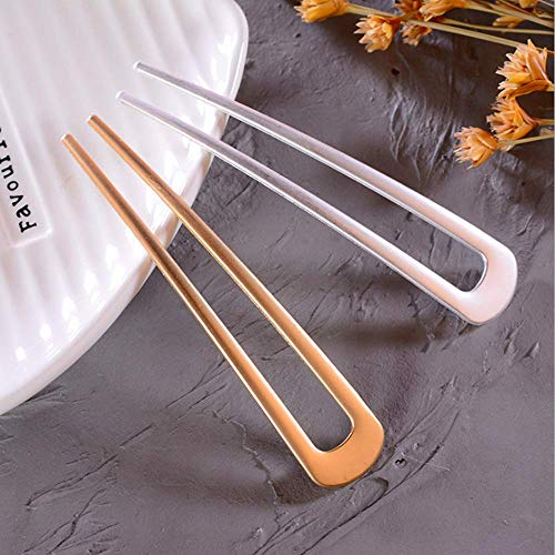 Fciqven 6 Pcs Metal U-Shape Hair pins,Simple Hair Pin Fork Sticks Hairstyle Chignon for Women