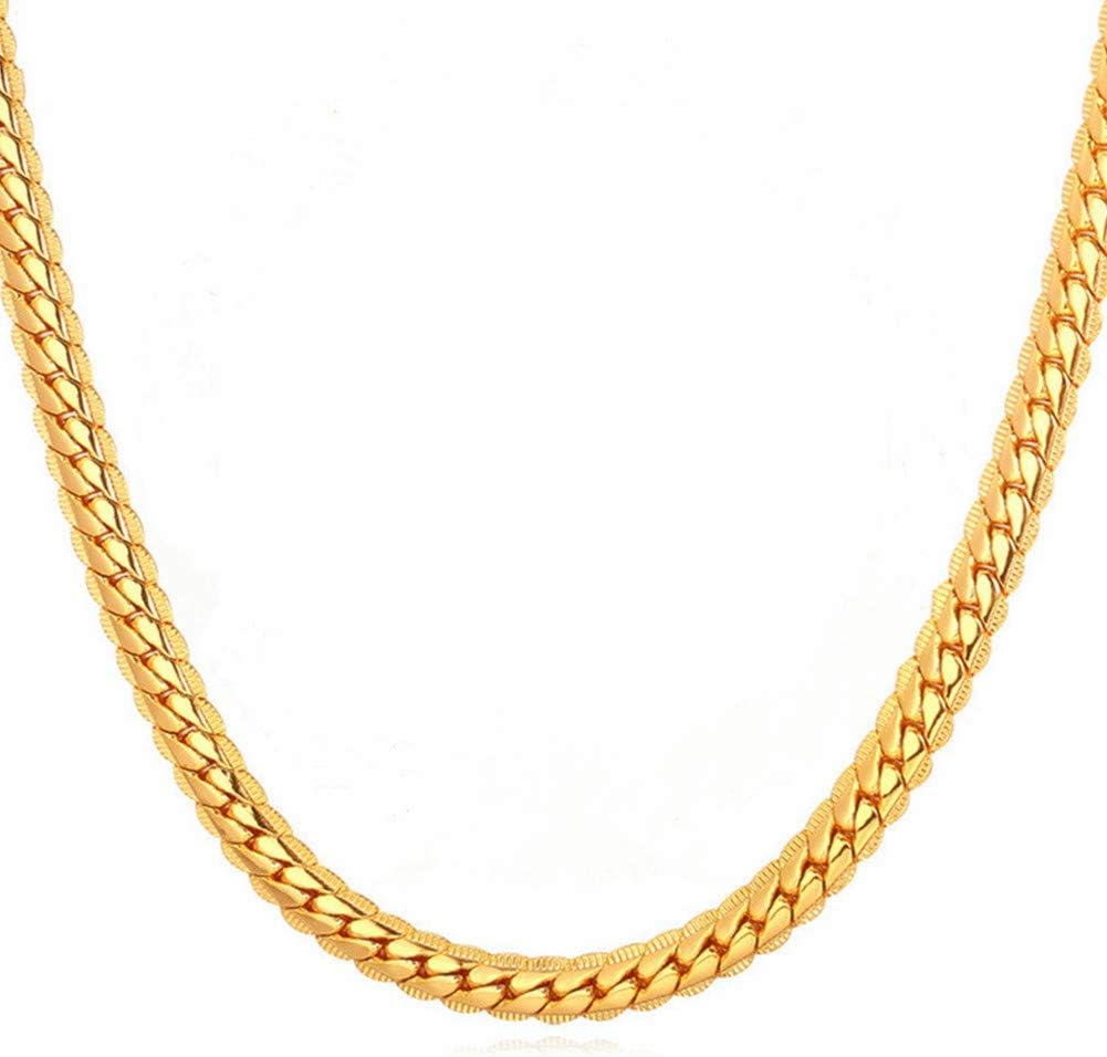 WELRDFG 18K Gold Plated Necklace with 18K Stamp Men Jewelry 2 Colors 6 MM Wide Snake Chain Necklace,18"-32"