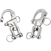 BEIRUDG Snap Shackle Quick Release 316 Stainless Steel Jaw Swivel Snap Shackle Heavy Duty Marine Sailboat Shackles for Sailing Halyard, Sailing Rigging 2pcs