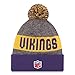 New Era Knit Minnesota Vikings Purple On Field Sideline Sport Knit Winter Stocking Beanie Pom Hat Cap 2015