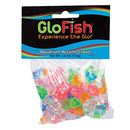 GloFish aquarium Accent Gravel 2.8 Ounces, MultiColored Gems, Complements GloFish Tanks