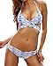 MOOSKINI Womens Push-up Bikini Set Two Piece Halter Swimsuit, Blue, Large