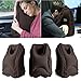 HOMCA Travel Pillow, Portable Head Neck Rest Inflatable Pillow, Design for Airplanes, Cars, Buses, Trains, Office Napping, Camping - Includes Free Eye Mask (Brown)
