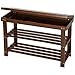 Ollieroo Shoe Rack 2 Tier Natural Bamboo Shoe Bench Organizer, Foot Stool with Storage Drawer on Top (Amber)