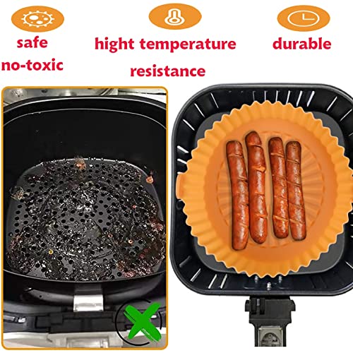VNICE 3PCS Air Fryer Silicone Pot Replacement of Parchment Paper Liners - Non-stick Reusable Air Fryer Liners with 100pc Disposable Gloves for Baking Roasting Microwave Frying Pan (6.3\